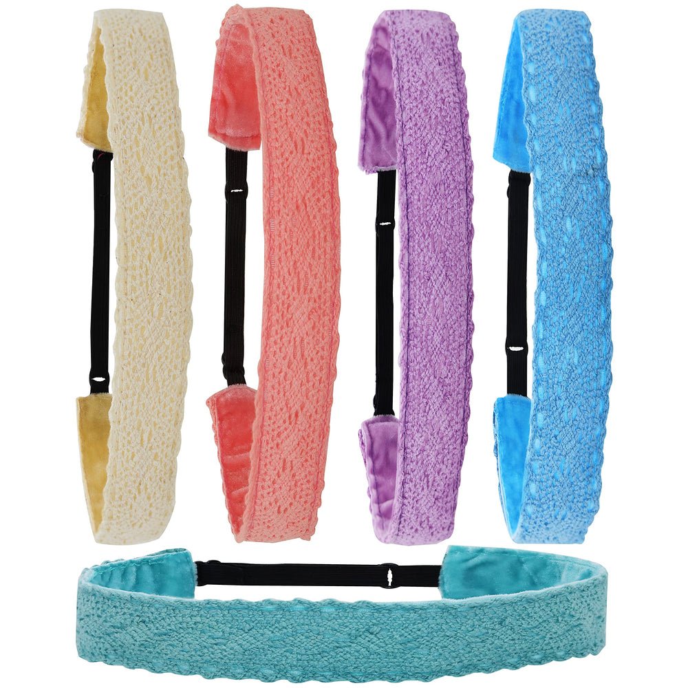 FROG SAC 5 lace headbands pastel pack—pastel lace headbands for chic all-day wear.