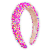 FROG SAC headband pink sprinkle close-up shows non-slip velvet for secure wear