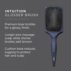 Fromm Intuition Glosser porcupine-bristles-massage demonstrates scalp comfort and detangling.