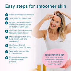 Frownies water-activation step with Rose Water Hydrator improves patch adhesion.