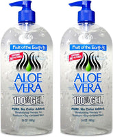 Fruit of the Earth Aloe Vera 100% Gel 2-pack bottle front for soothing, fragrance-free skin care
