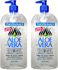 Fruit of the Earth Aloe Vera 100% Gel 2-pack bottle front for soothing, fragrance-free skin care