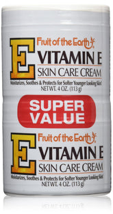 Fruit of the Earth Vitamin-E Cream 4 oz jar packshot showing six-jar case for daily moisture.