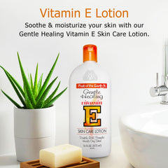 Fruit of the Earth Vitamin E Lotion two-pack box emphasizes value and convenience.
