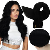 Full Shine jet black 10-inch sew-in weft adds natural volume and subtle lift.