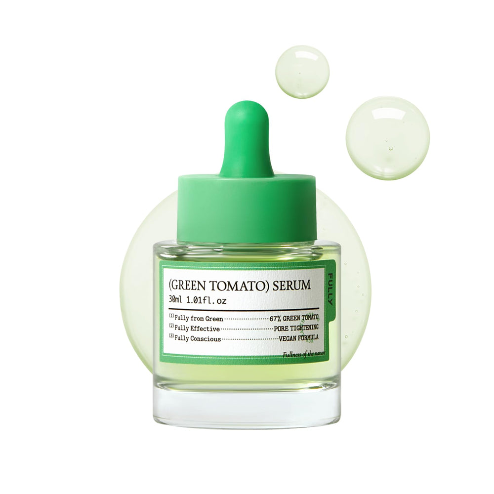 FULLY Green Tomato Serum bottle closeup for pore tightening and hydration