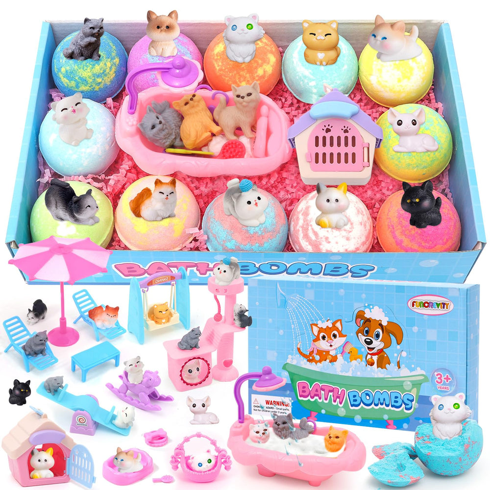 FUNCREVITY kids bath bombs reveal a surprise toy inside during a colorful bath