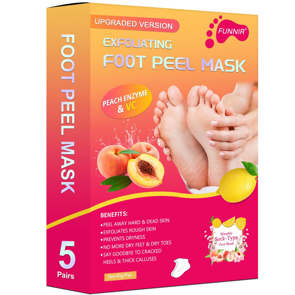 FUNNIR Foot Peeling Mask wearable design shows easy slip-on use for convenient treatment.