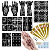 Funtigee 95pcs tattoo stencils kit displaying diverse designs for DIY body art