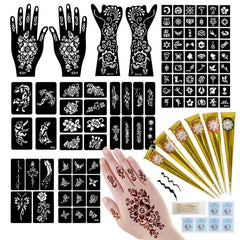 Funtigee 95pcs tattoo stencils kit displaying diverse designs for DIY body art