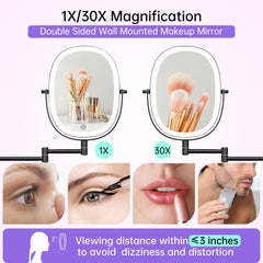 FUNTOUCH mirror with 3-color light settings for day to evening makeup tones