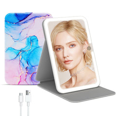 FUNTOUCH rechargeable travel mirror with leather cover provides elegant protection on the go