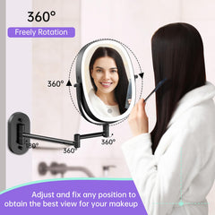 FUNTOUCH rechargeable wall mirror with 2000mAh battery for cordless convenience