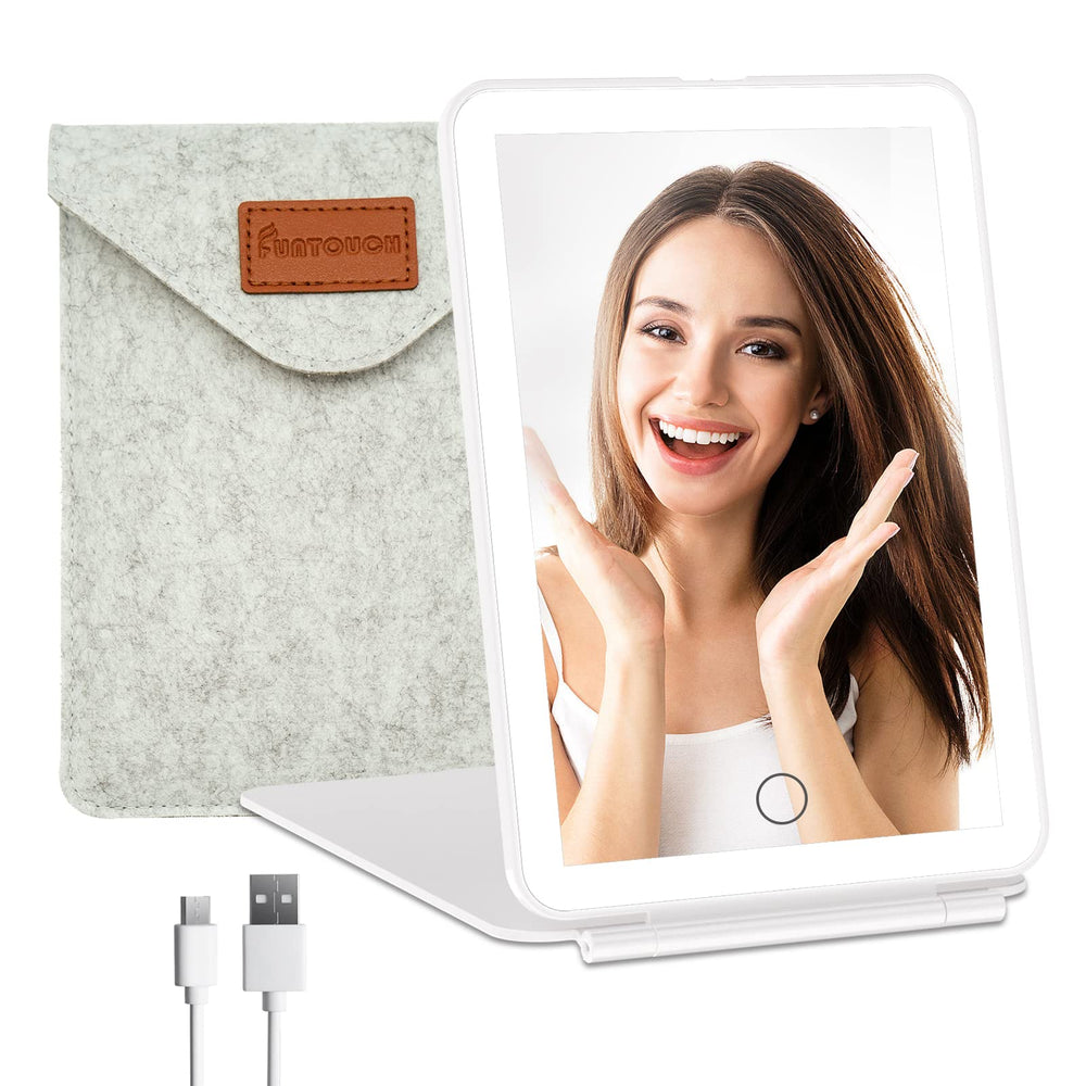 FUNTOUCH travel mirror, 72 LEDs bright on-the-go makeup