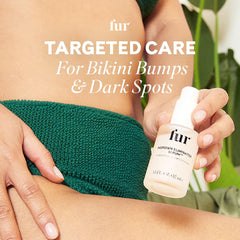 Fur Ingrown Eliminator Serum bottle side view highlighting easy spray application for fast use.