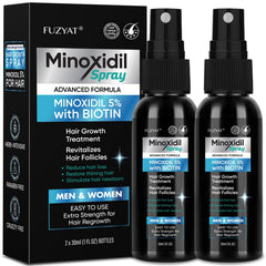FUZYAT minoxidil spray bottle closeup—unscented hair growth support.