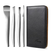 FVION Professional Pedicure Knife Set four blades closeup, precise toenail grooming