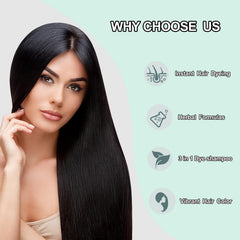 Fvquhvo 3-in-1 dye shampoo action shows cleansing, coloring, and conditioning in one step.
