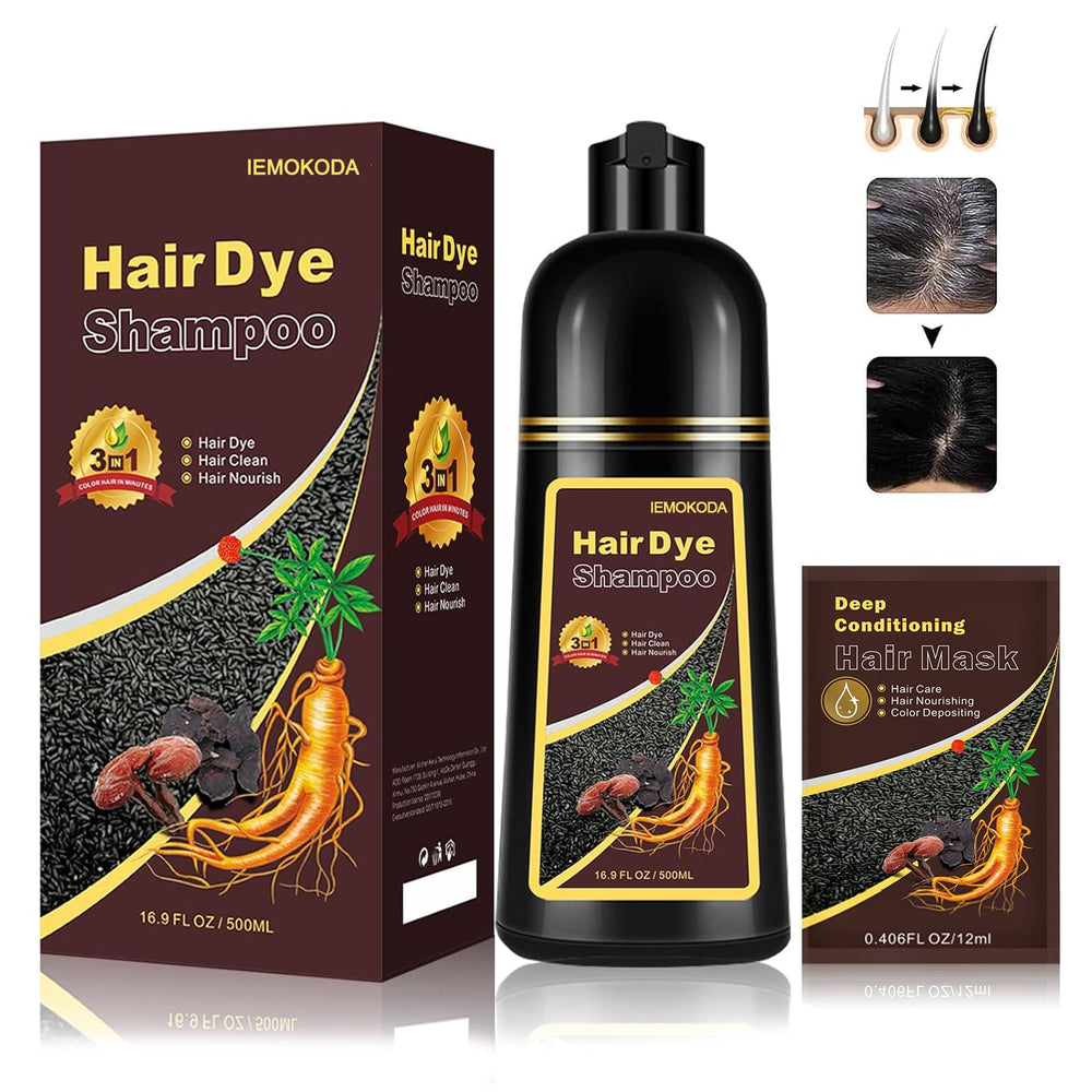 Fvquhvo Instant Black Hair Shampoo bottle front offers quick gray coverage for daily touch-ups.