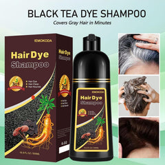 Fvquhvo Instant Black Hair Shampoo gloves-ready image emphasizes mess-free application.