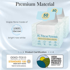 FYGRIP disposable towels measure 10x12 inches for gentle cleansing.