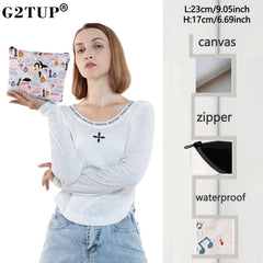 G2TUP Singer Album cosmetic bag gray zipper detail secures essentials