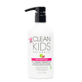 Gabriel Cosmetics Clean Kids watermelon 3-in-1 bottle shows coconut-free gentle cleansing for skin and hair