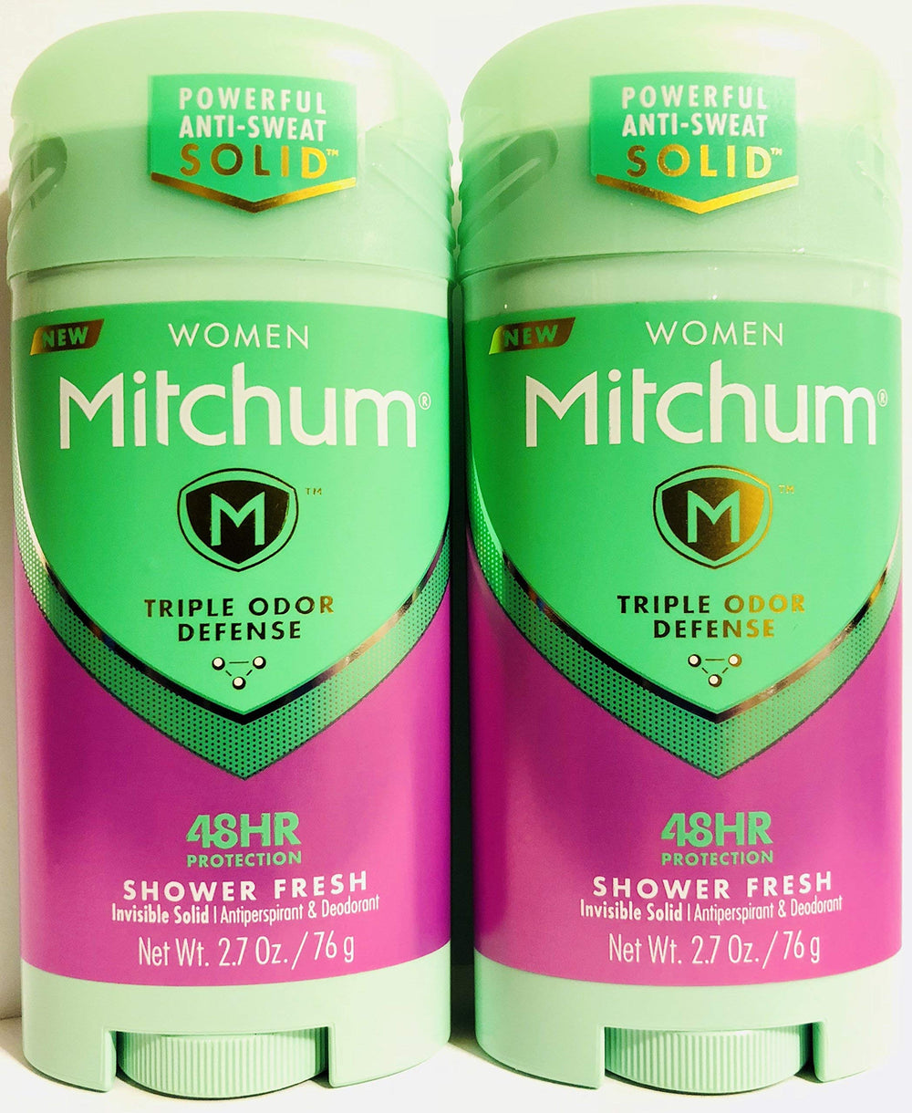 Gafalr Mitchum women’s deodorant stick in shower fresh scent provides all-day freshness.