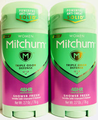 Gafalr Mitchum women’s deodorant stick in shower fresh scent provides all-day freshness.
