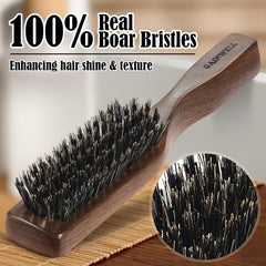 GAINWELL brush with stiff bristles gliding through thick hair for quick detangling and shine