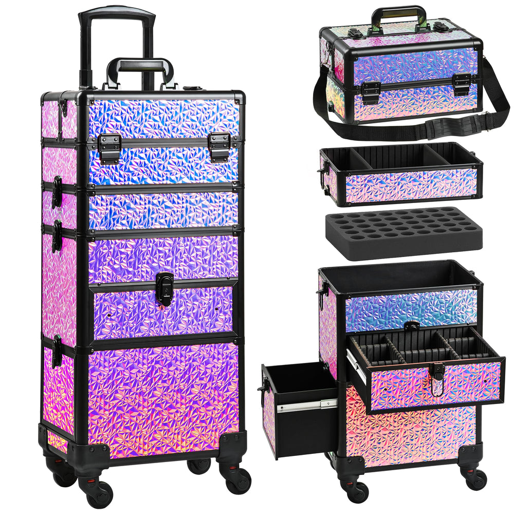 GALHUBIS makeup train case with drawers for quick access during busy salon tasks