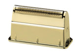 Gamma+ Uno replacement foil head in gold titanium for a smoother shave.