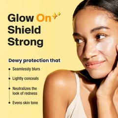 GANGNAM GLOW Day Shield swatch on skin demonstrates natural tint that evens tone.