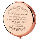 GAOLZIUY granddaughter makeup compact mirror engraving showcases a meaningful keepsake