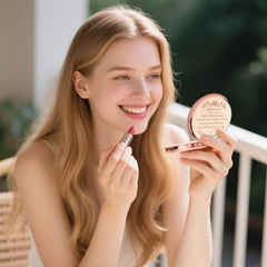 GAOLZIUY rose gold compact mirror closeup reveals crystal-clear reflection for precise makeup checks