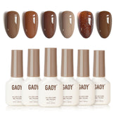 GAOY Brown Fall Gel Nail Polish Set chocolate shade bottle close-up for rich color