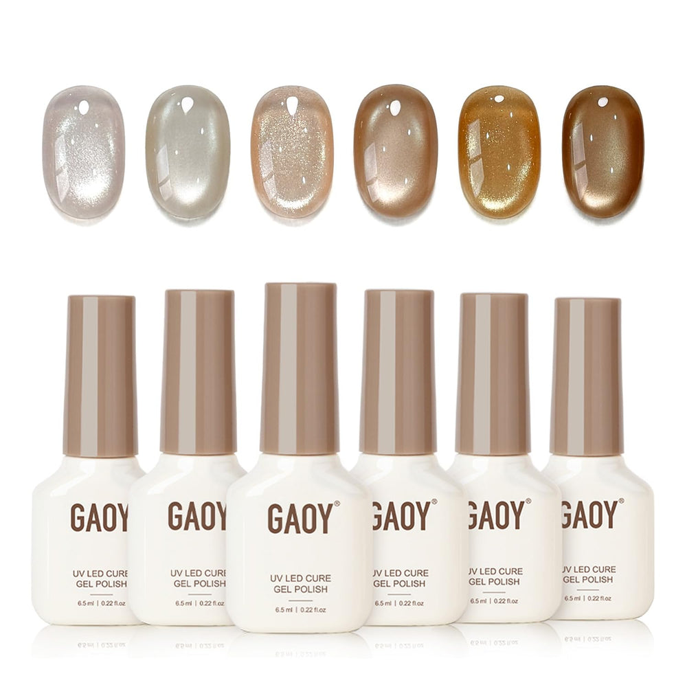 GAOY Brown Glitter Cat Eye Magnet creates shimmering patterns for at-home nails.