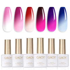 GAOY color changing gel nail polish set packshot with six mood colors for at-home manicures