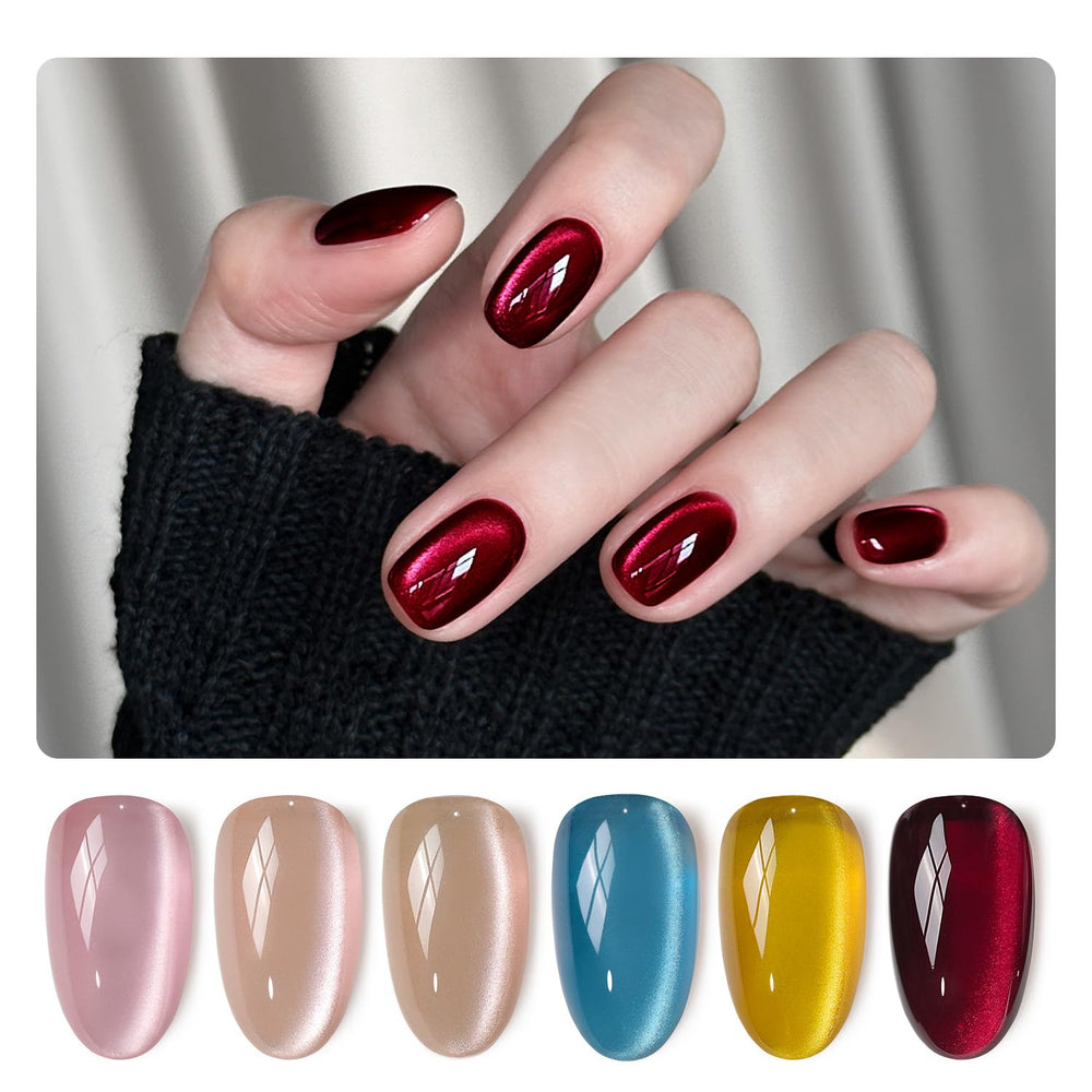 GAOY Dream World Glitter Red Cat Eye set packshot with vibrant color options
