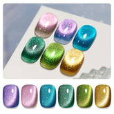 GAOY Glitter Cat Eye Gel Nail Polish Set bottles showing vibrant shimmer for at-home manicures.