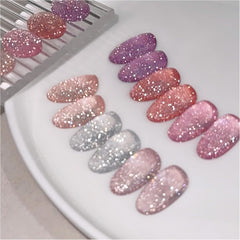 GAOY Glitter Jelly Gel Nail Polish Pink bottle for long-lasting at-home manicures.