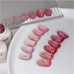 GAOY Glitter Jelly Nail Polish pink swatch with dazzling shimmer for evenings