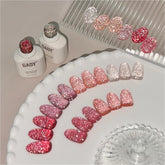 GAOY Glitter Rojo Gel, set completo, para uñas brillantes y elegantes.