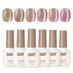 GAOY Icy Glass Cat Eye Nail Polish with magnet creates shimmering glitter cat eye effect.