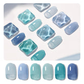 GAOY Jelly Blue Gel Nail Polish Set swatches show buildable tones and clarity.