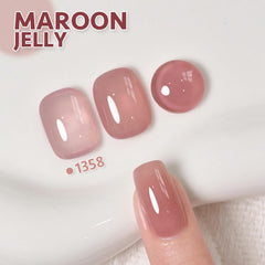 GAOY Jelly Brown White Gel Nail Polish Set brush application highlights easy layering options.