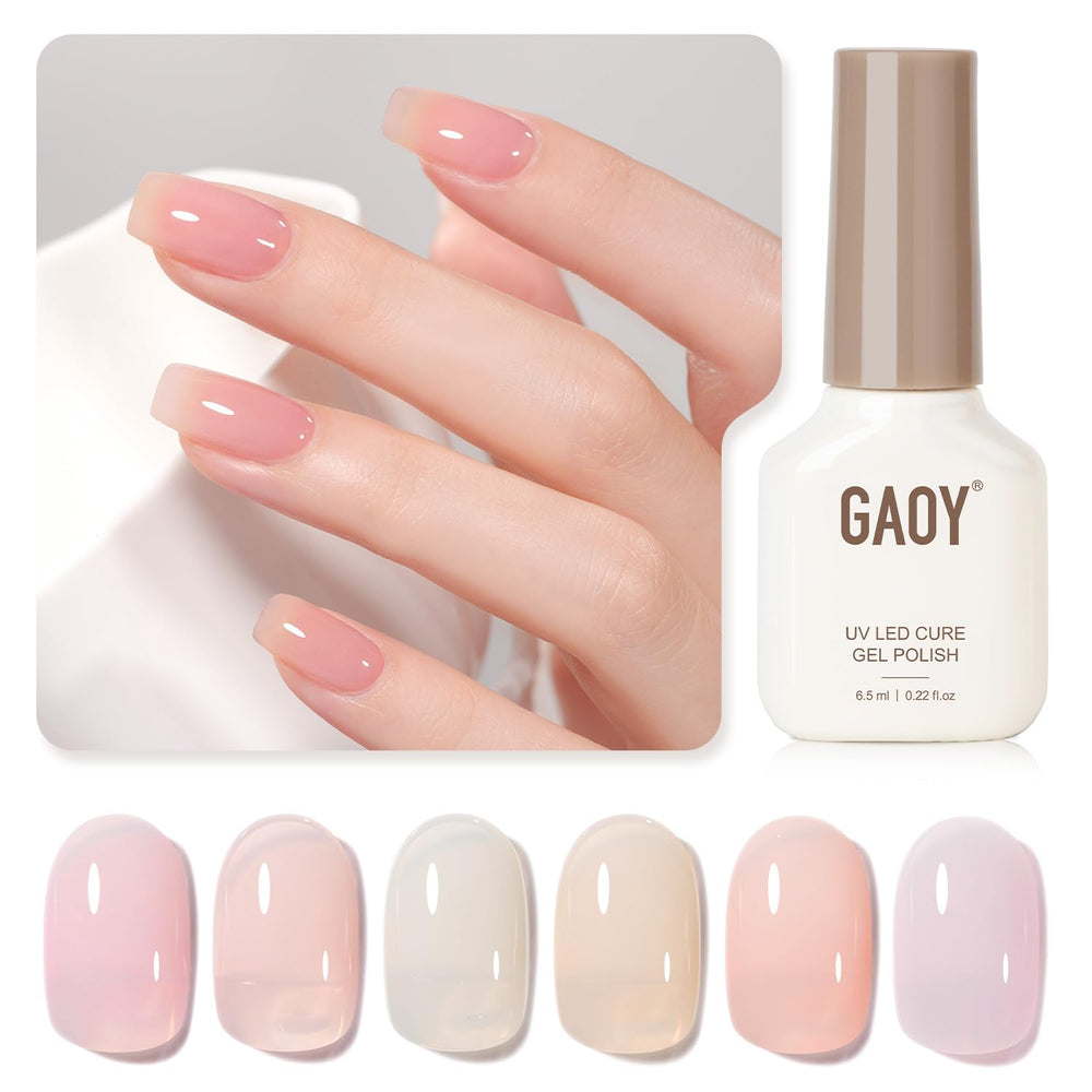 GAOY Jelly Gel Nail Polish Set rose-petal on nails for salon-quality at-home manicure
