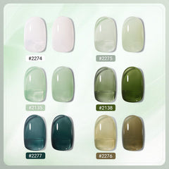 GAOY Jelly Green color swatches display buildable sheer to opaque options.