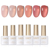 GAOY Jelly Nude gel polish set with six colors for at-home nail art.