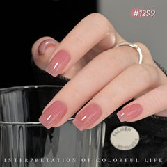 GAOY Jelly Nude nail art application demonstrates smooth layering and control.